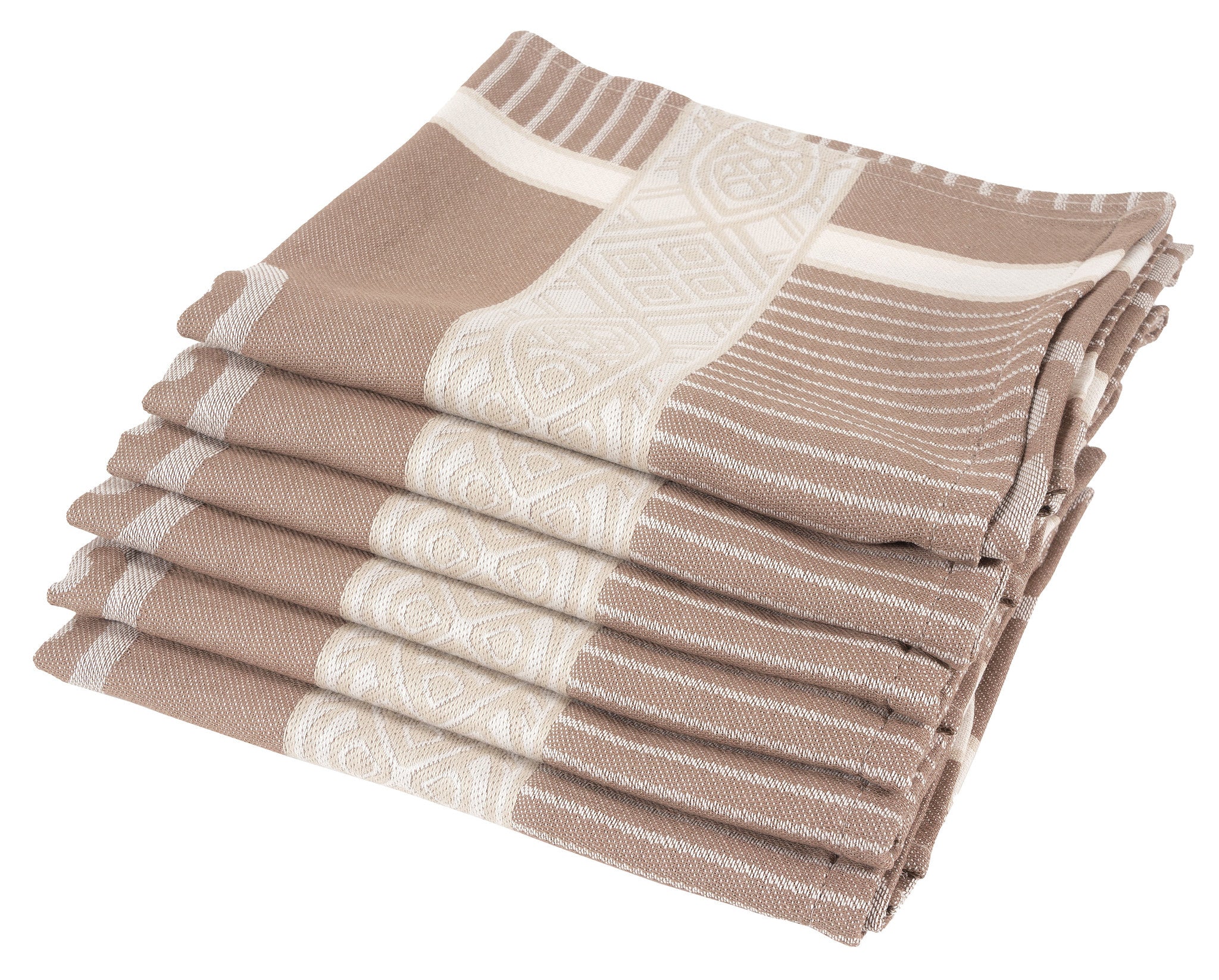 Theedoekenset - 6 stuks - Ornament Beige