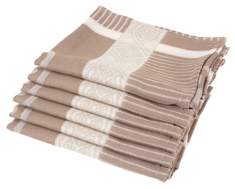 Theedoekenset - 6 stuks - Ornament Beige