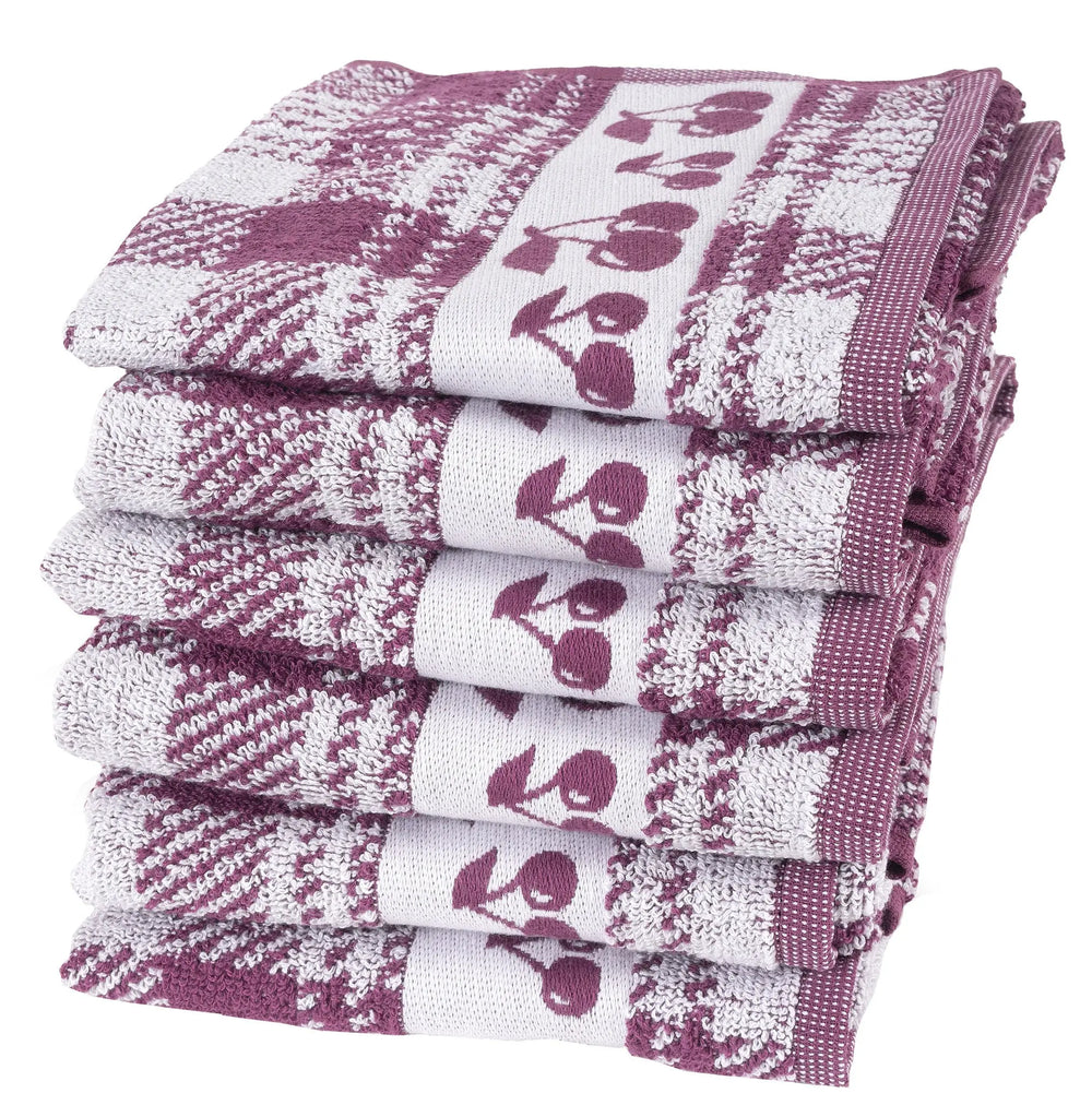 Kitchen Towel Set - 6 Pieces - Cherry Bordeaux