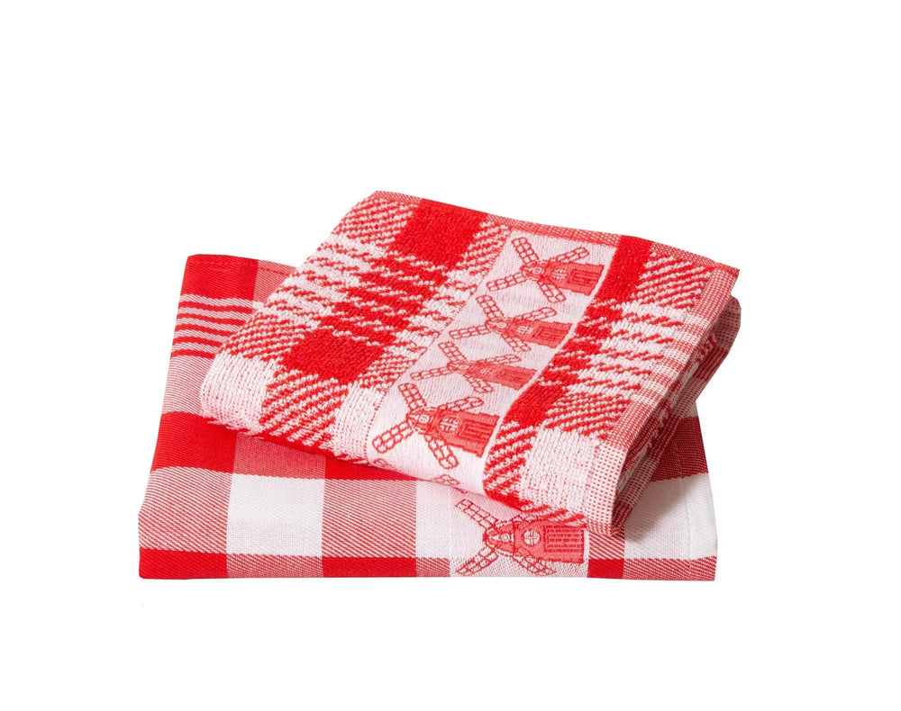 Geschirrtuch-Set - 6 Stück - Mühle Rot
