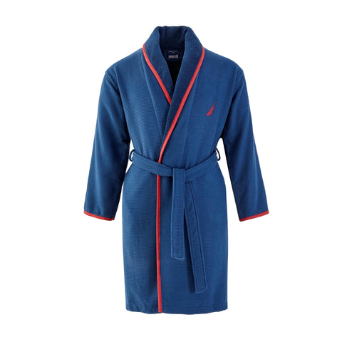 Marlin Katoenen Badjas - Wafel Badjas - Unisex Badjas - Blauw