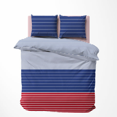 Ranforce Katoenen Dekbedovertrekset - Moonrise Blauw Rood