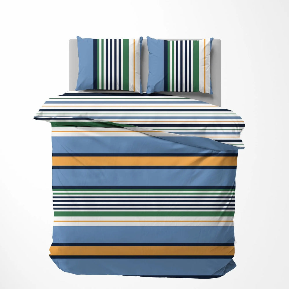 Cotton Sateen Duvet Cover Set - Dover Blue Yellow
