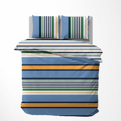 Katoen Satijnen Dekbedovertrekset - Dover Blauw Geel