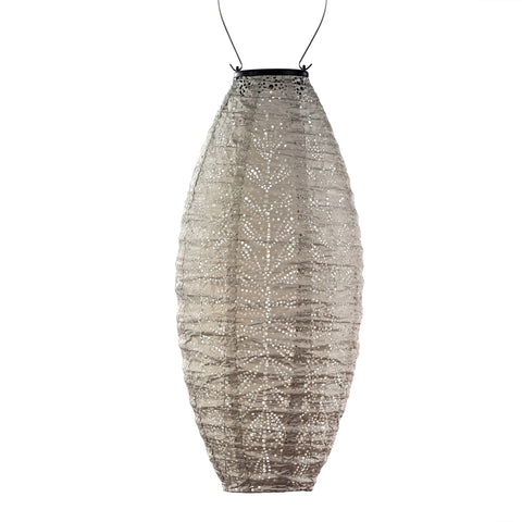 Solar Lampion Folia Long Oval - 20 cm - Licht Taupe