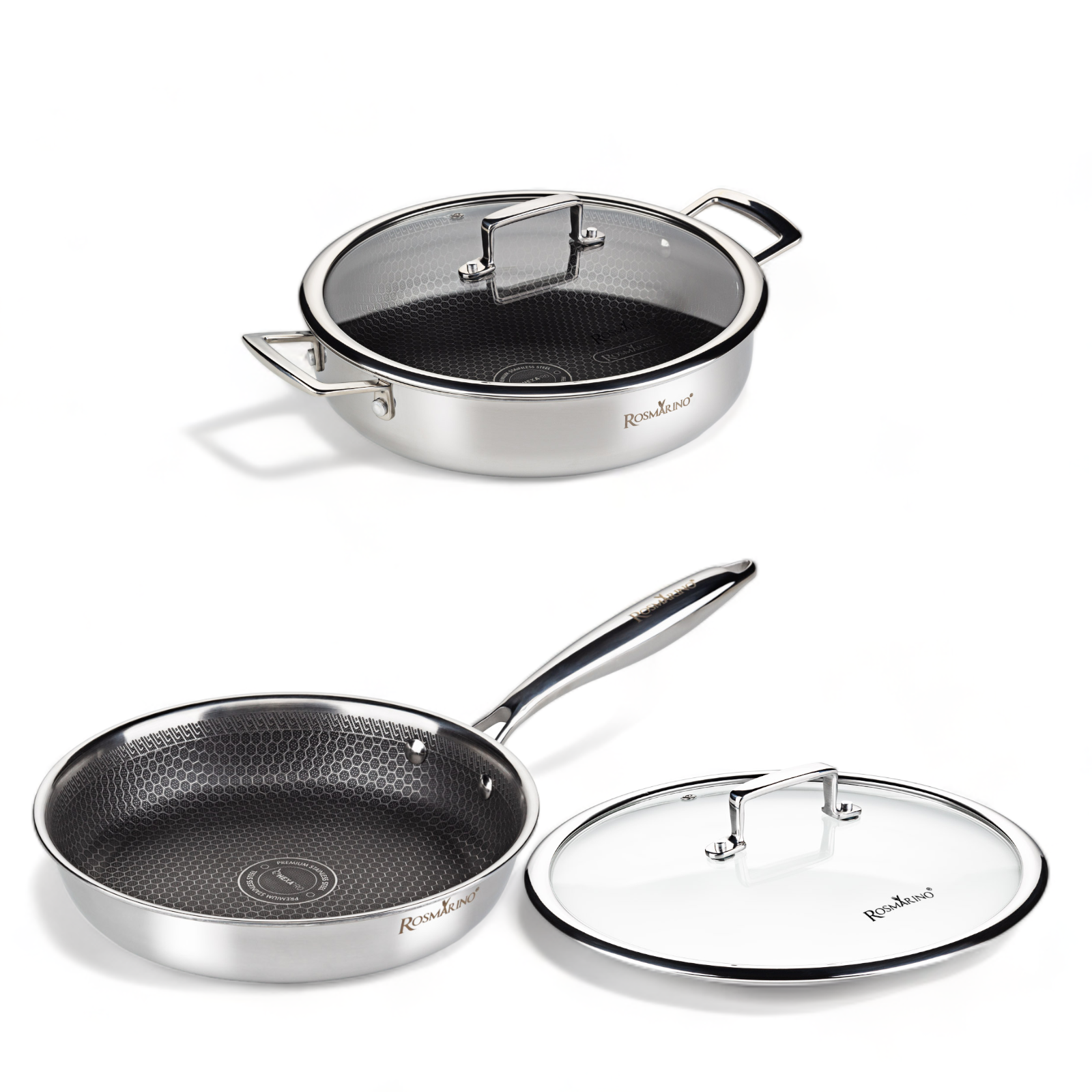 HexaPRO Pannenset 4delig - Koekenpan 28cm - Braadpan 28cm - Pannen - met glazen deksel