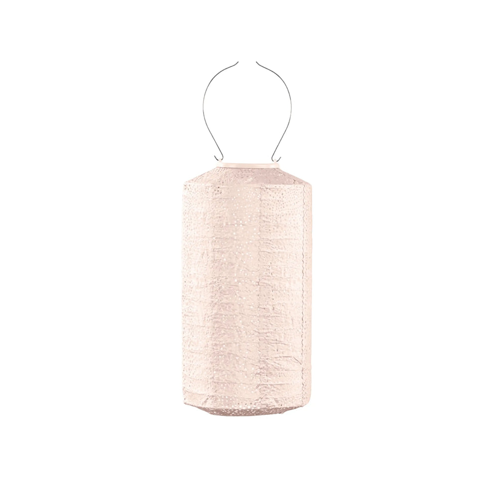 Solar Lantern Paisley Cylinder - Soft Blush