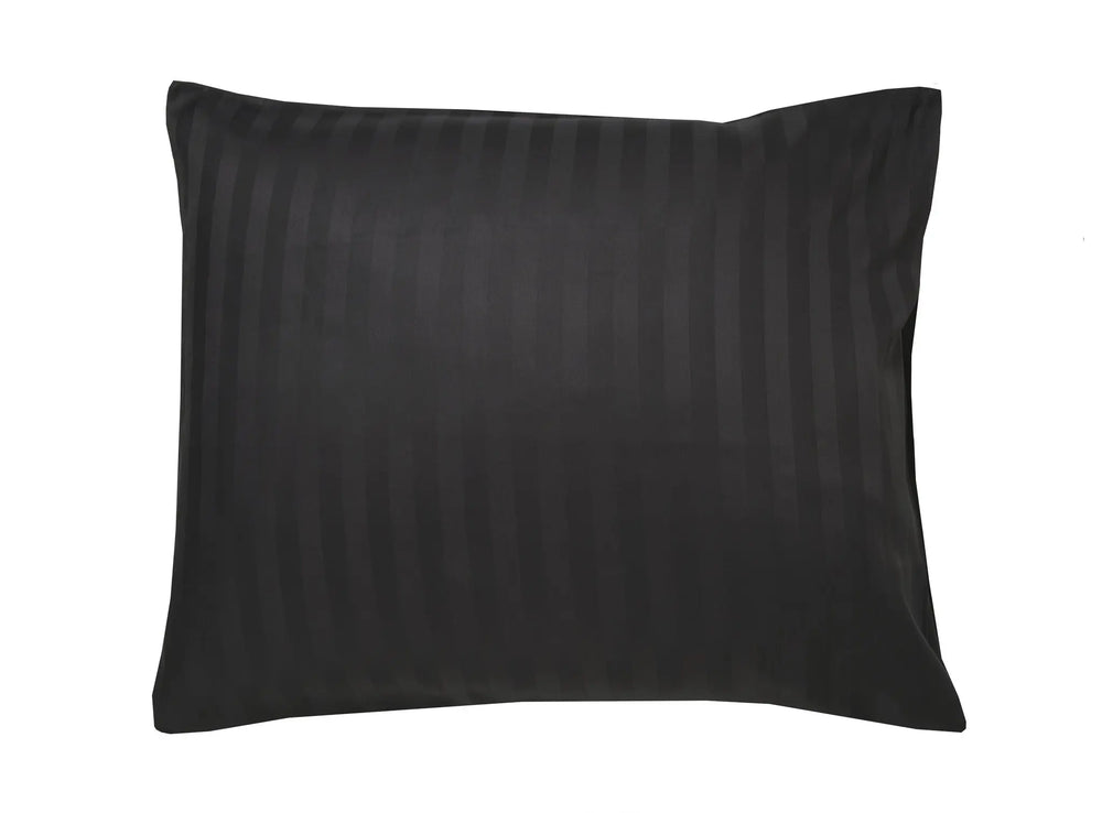Streep Satijnen Kussenslopen (2 stuks) - 60x70 cm - Antraciet