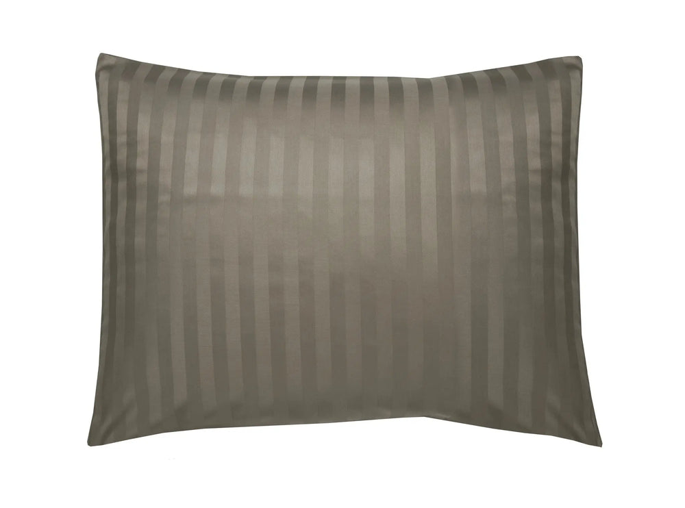Streep Satijnen Kussenslopen (2 stuks) - 60x70 cm - Taupe