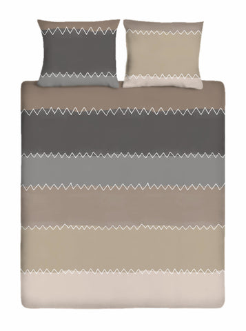 100% Katoenen Dekbedovertrek Zigzag Taupe