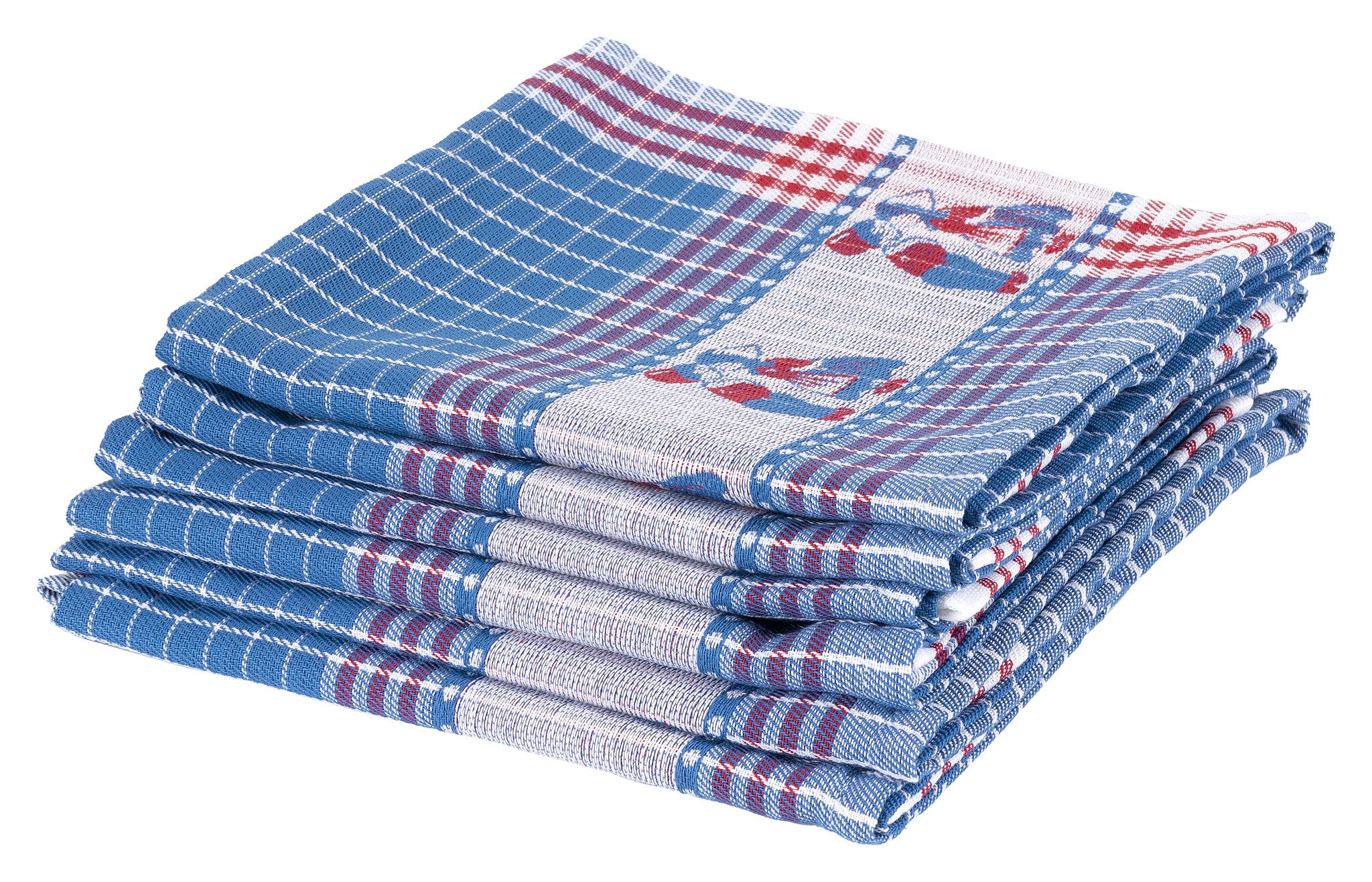 100% Katoenen Keukentextiel Set 6 stuks Kissing Couple Blauw
