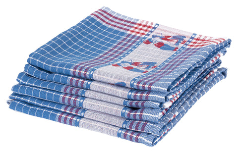 100% Katoenen Keukentextiel Set 6 stuks Kissing Couple Blauw