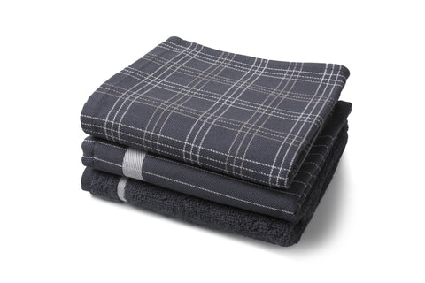 100% Katoenen Keukentextiel Mix&Match Antraciet - 60x65 & 50x55