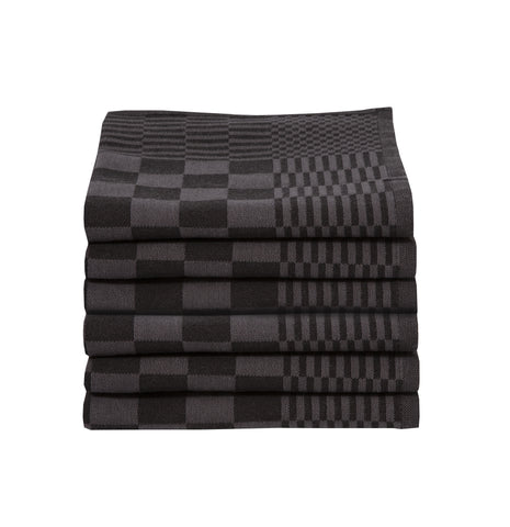 Theedoekenset - 6x Theedoeken - Chess Zwart