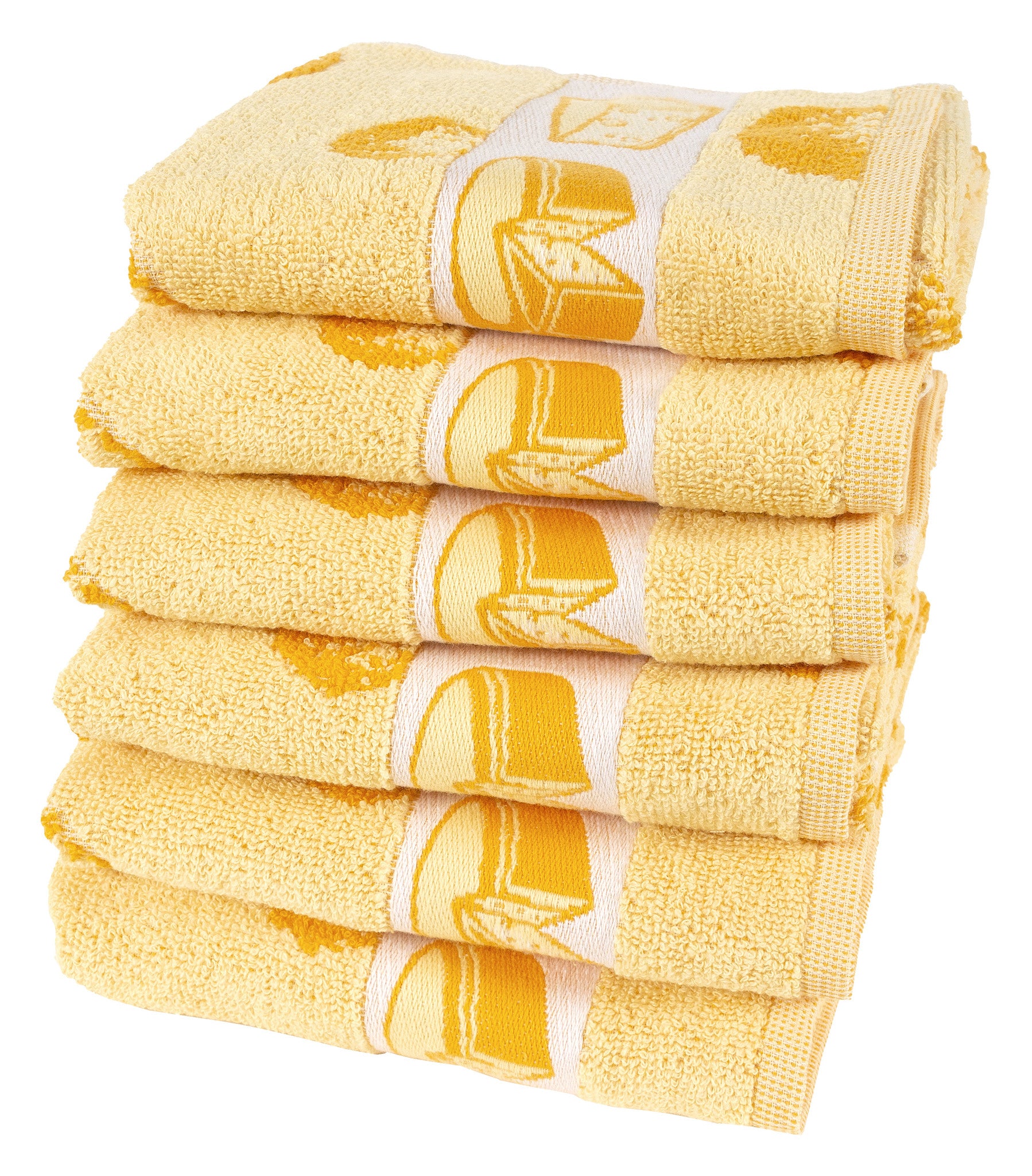 100% Katoenen Keukentextiel Set 6 stuks Cheese Geel