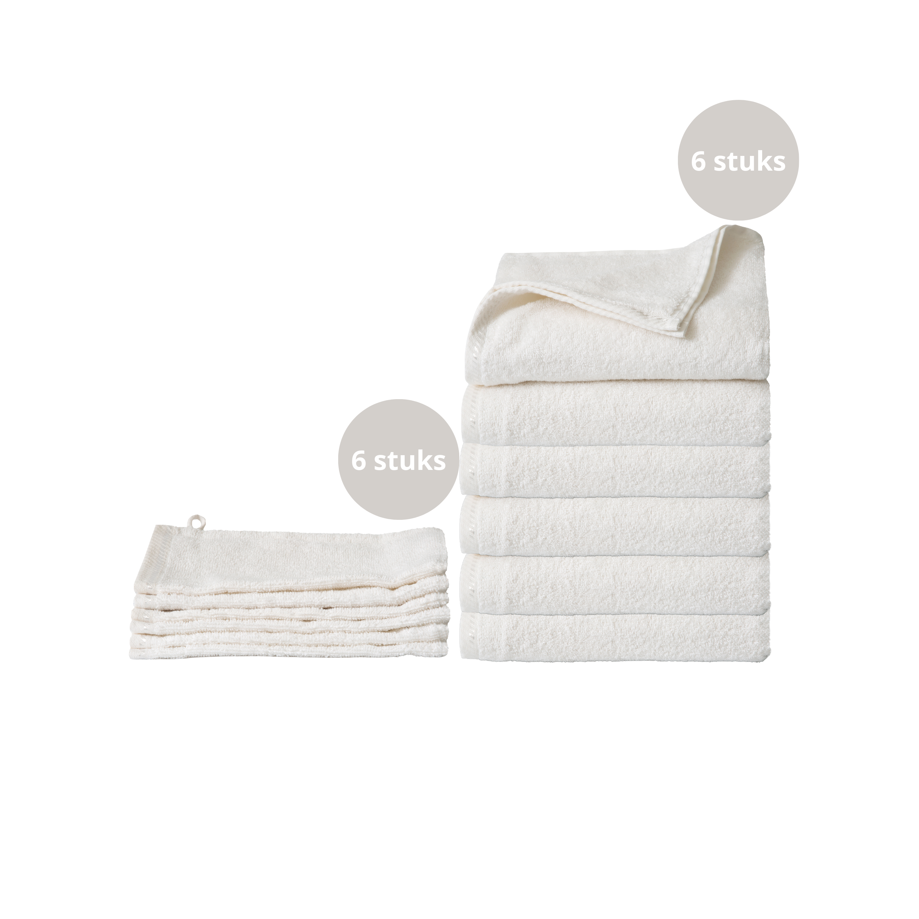 Ten Cate 6 stuks Handdoeken 50x100 cm + 6 stuks washandjes - Wit
