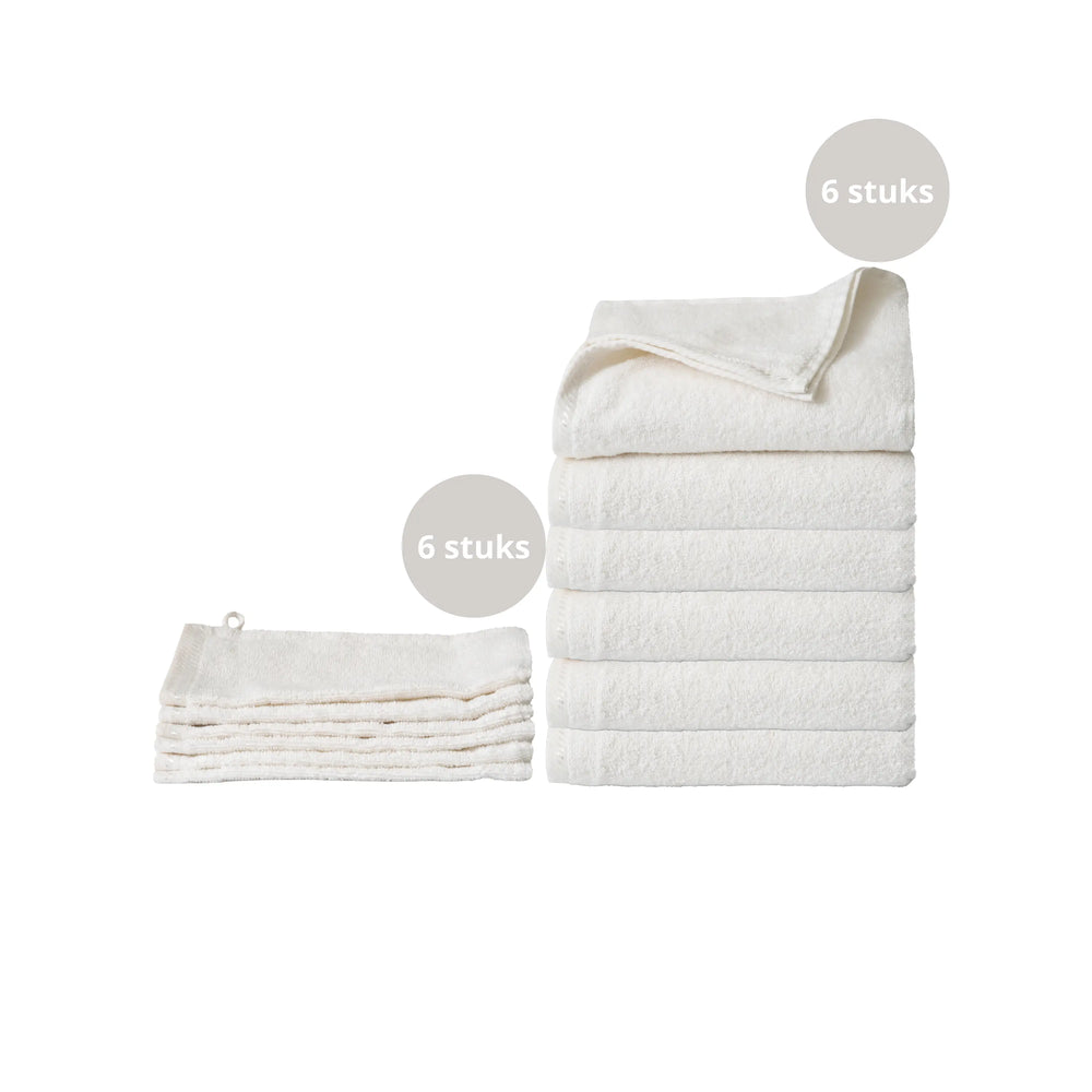 6 Towels and 6 Washcloths - White