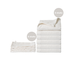 6 Handdoeken en 6 Washandjes - Wit