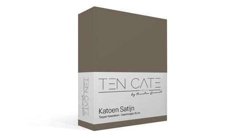 100% Katoen Satijnen Topper Hoeslaken - Taupe
