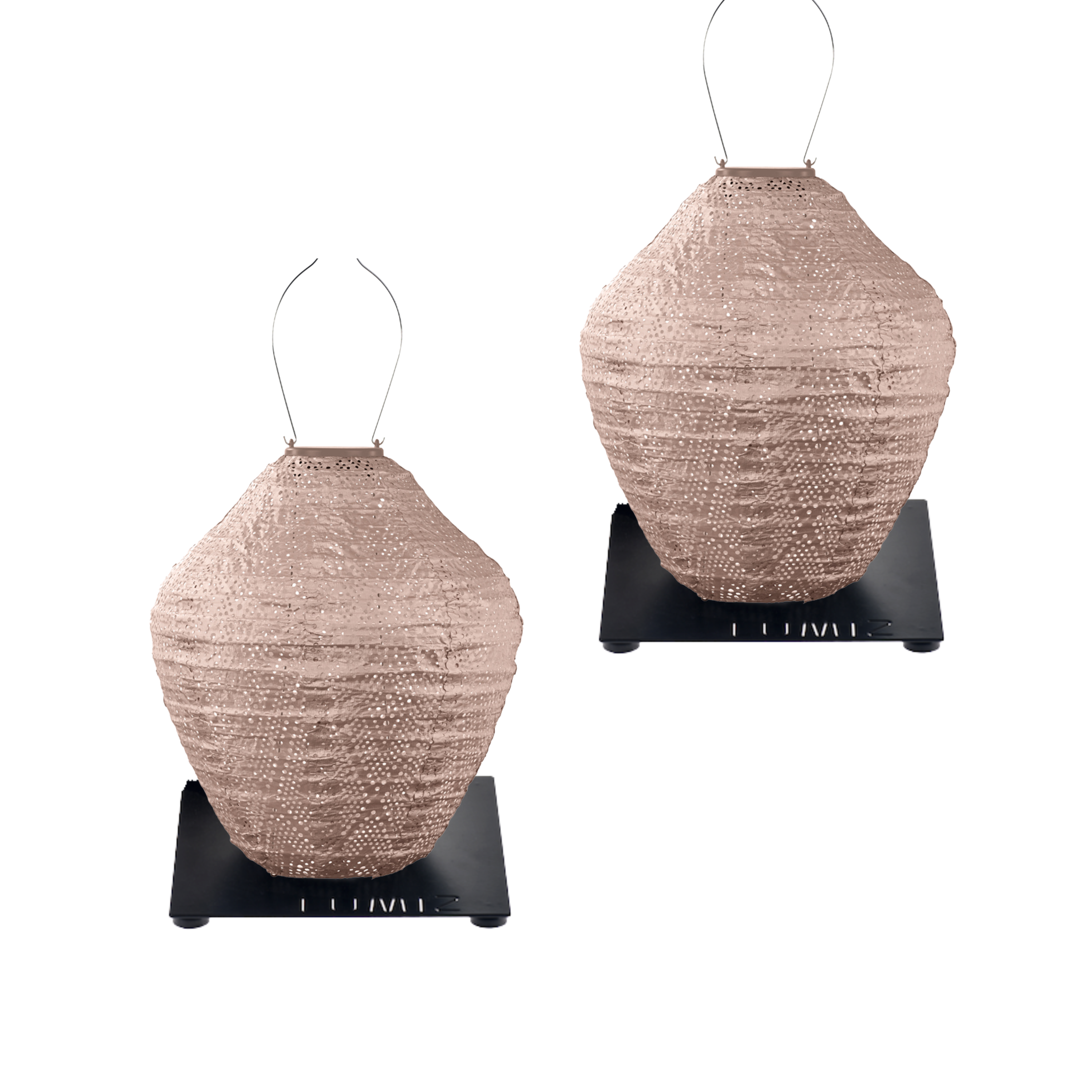 Lumiz Solar Buitenlampionnen Ngapali Set - Jar lampionnen inclusief 2 metalen platen - Roze