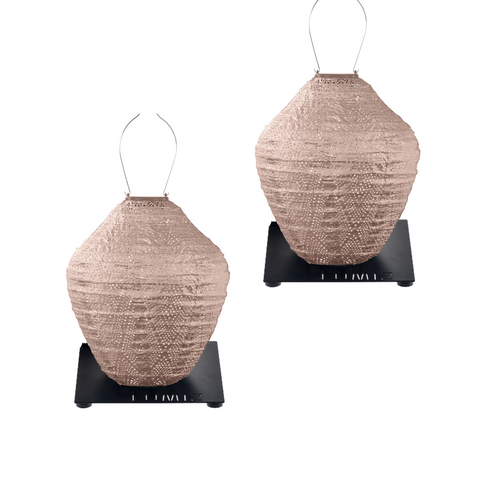 Lumiz Solar Buitenlampionnen Ngapali Set - Jar lampionnen inclusief 2 metalen platen - Roze