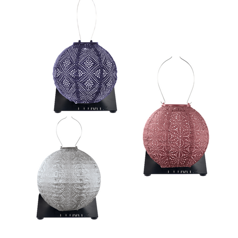 Lumiz Solar Buitenlampionnen Monach Set - Rond lampionnen inclusief 3 metalen platen - Koper - Future Dusk - Zilver