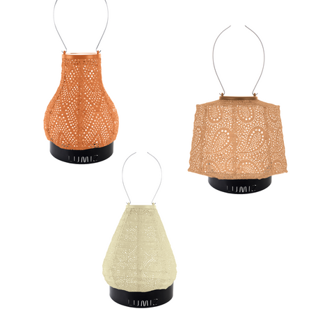 Lumiz Solar Buitenlampionnen Galleon Beach Set - inclusief 3 metalen small ringen - Oranje - Geel - Abrikoos