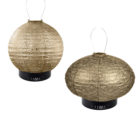 Lumiz Solar Buitenlampionnen Nacpan Beach Set - inclusief 2 metalen large ringen - Goud