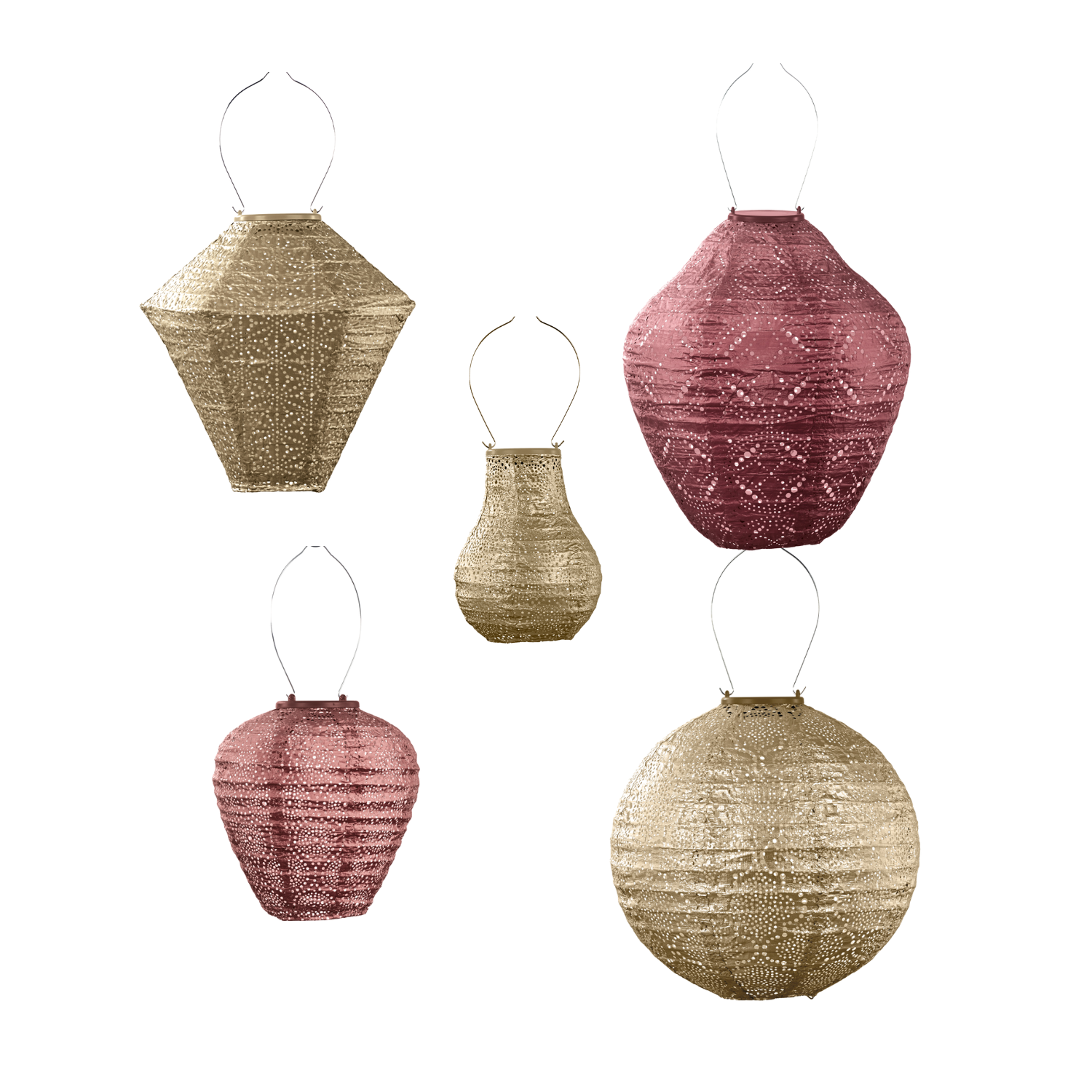 Lumiz Solar Buitenlampionnen Valencia Set - 5 stuks
