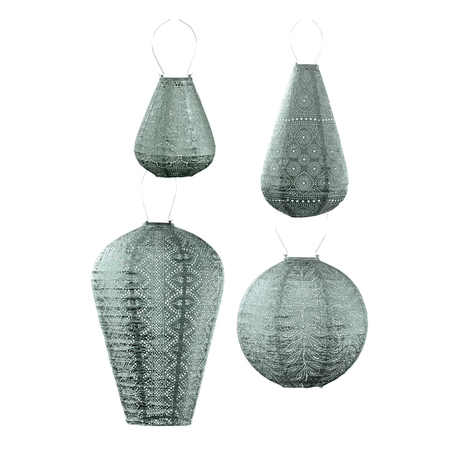 Lumiz Solar Buitenlampionnen Sage Green Set - 4 stuks