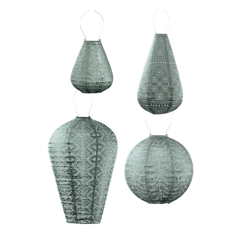 Lumiz Solar Buitenlampionnen Sage Green Set - 4 stuks