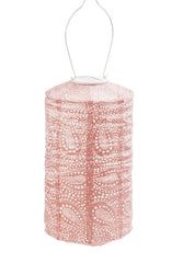 Solar Lampion Paisley Cylinder - Solar tuinverlichting - 18 cm - Roze