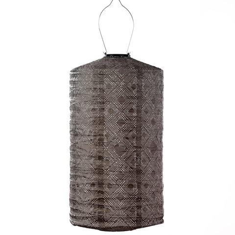 Solar Lampion Mosaic Cylinder - 28 cm - Taupe
