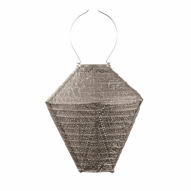 Solar Lampion Ikat Diamond - Solar tuinverlichting - 28 cm - Taupe