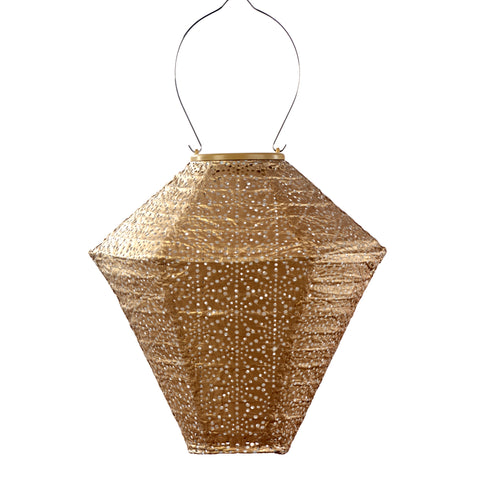 Solar Lampion Sashiko Diamond - Solar tuinverlichting - 28 cm - Goud