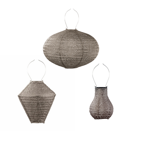 Solar Buitenlampionnen Taupe Set - 3 stuks