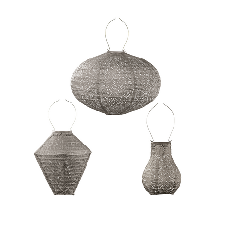 Solar Buitenlampionnen Taupe Set - 3 stuks