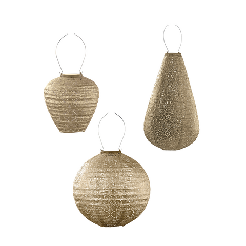 Lumiz Solar Buitenlampionnen Golden Set - Solar Tuinverlichting - 3 stuks