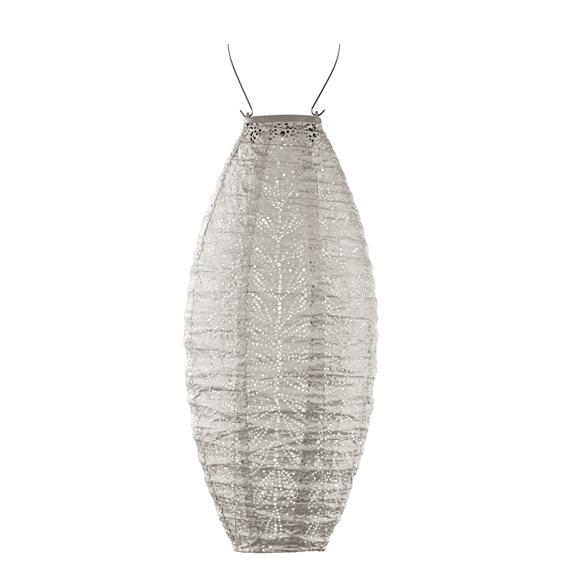 Solar Lampion Folia Long Oval - 20 cm - Licht Taupe