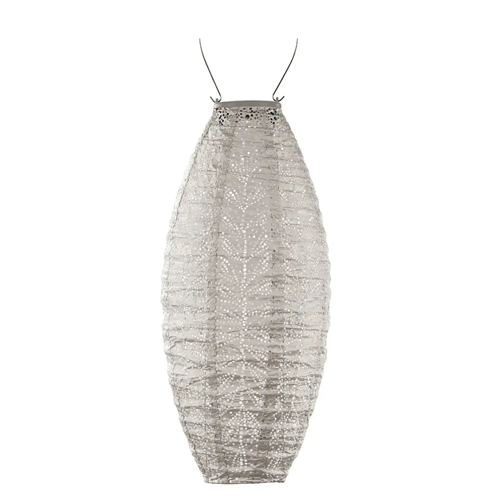 Solarlaterne Folia Long Oval – Hell Taupe