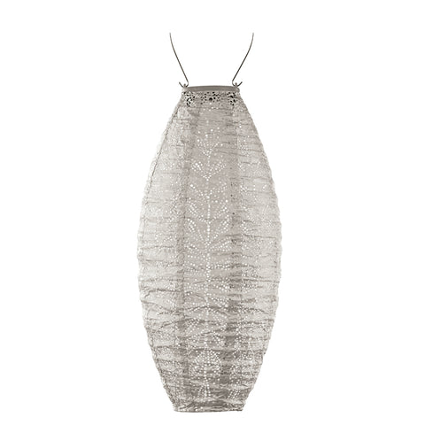 Solar Lampion Folia Long Oval - 20 cm - Licht Taupe