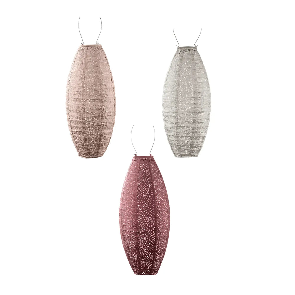Solar Outdoor Lanterns Long Oval Set - 3 Pieces