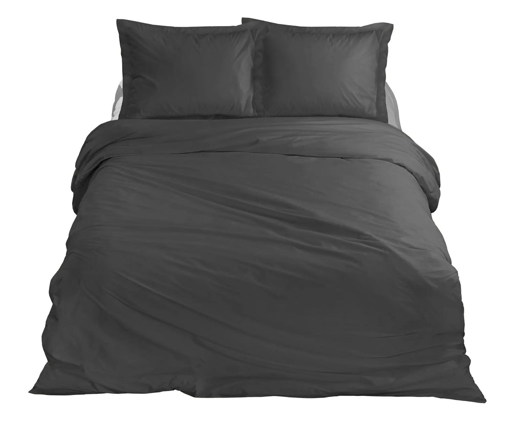 100 % Baumwollsatin-Bettwäsche-Set Anthrazit