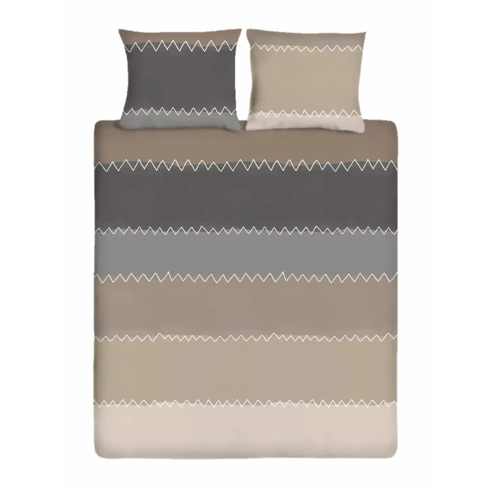 100% Cotton Duvet Cover Zigzag - Taupe