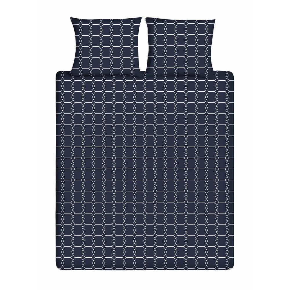 Cotton Duvet Cover - Graphic Navy