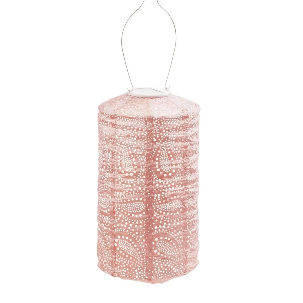 Solar Lantern Paisley Cylinder - Pink