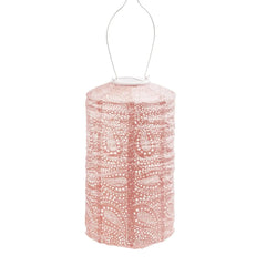 Solar Lantern Paisley Cylinder - Pink