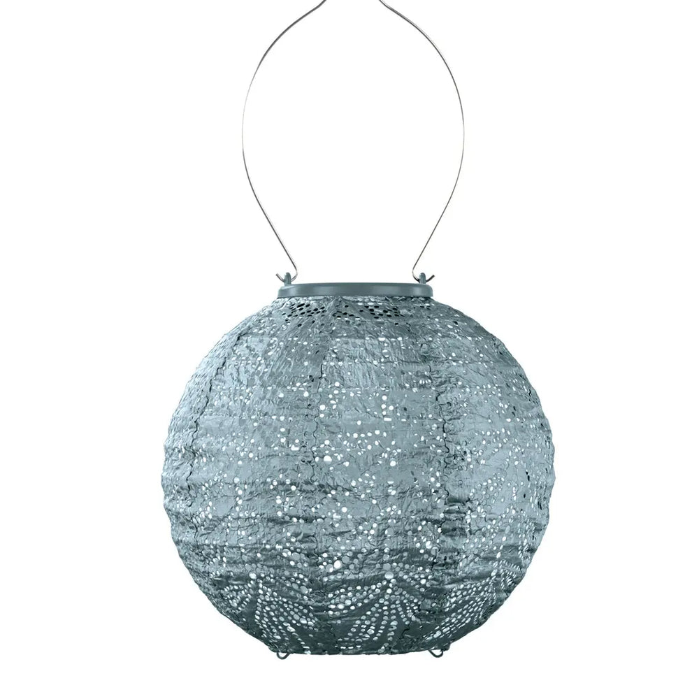 Solar Lampion Folia Rund - Grau Blau