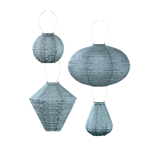 Lumiz Solar Buitenlampionnen Grijs Blauw Set - 4 stuks