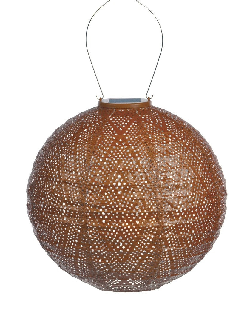 Solar Lampion Ikat Rond - Solar tuinverlichting - 30 cm - Koper